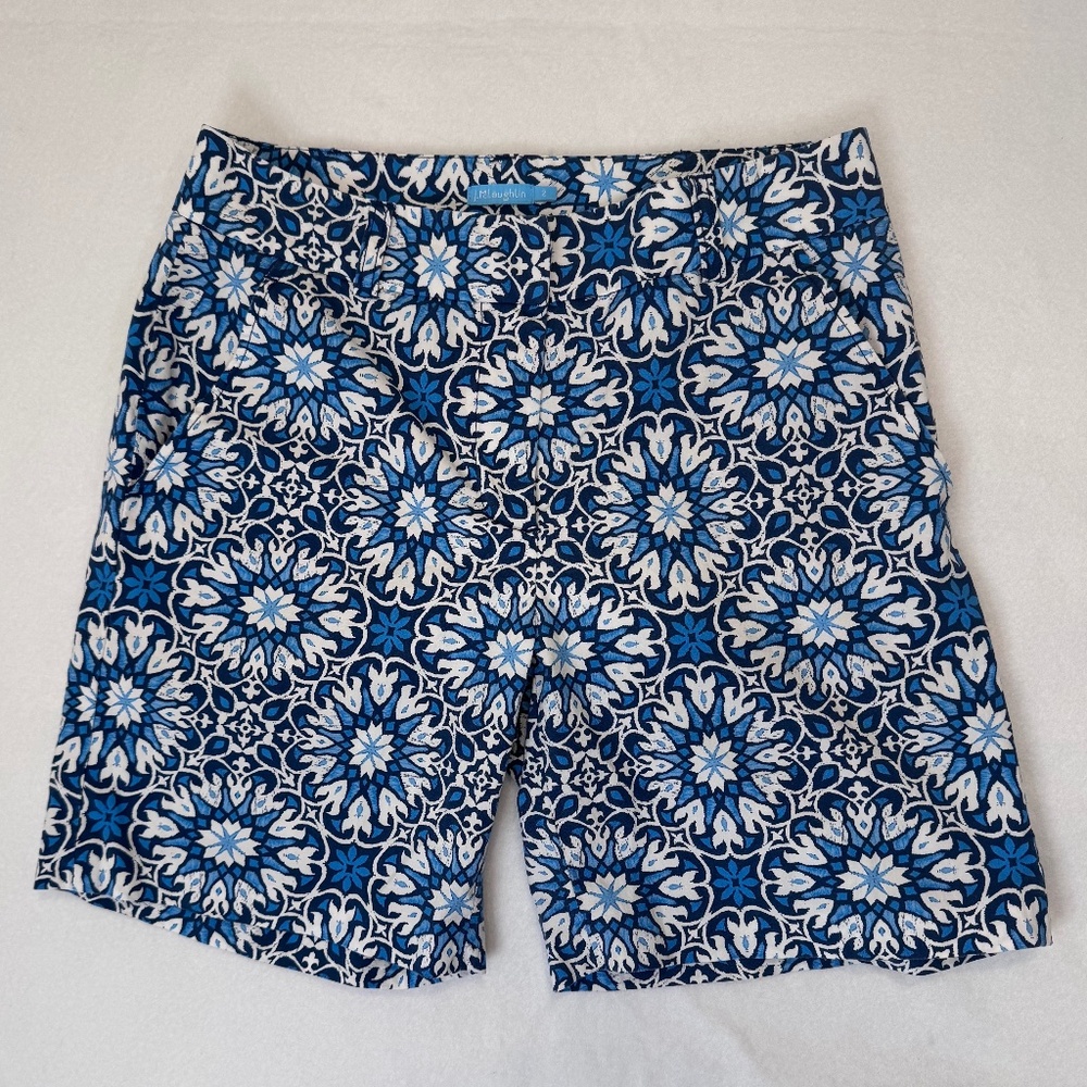 J. McLaughlin Women's Print Blue‎ Summer Short Size 2